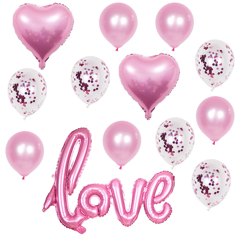 Large-sized one-piece love confession aluminum film balloon, Valentine's Day wedding decoration, wedding room decoration, bright suit piece balloon Application Scenario