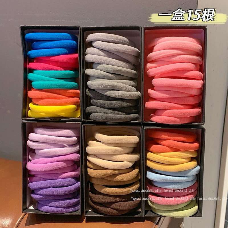 Japanese and Korean simple, high-elasticity and durable hair tie 2022 New style, thick leather band for women's ponytail hair tie, hair tie 06 Application Scenario