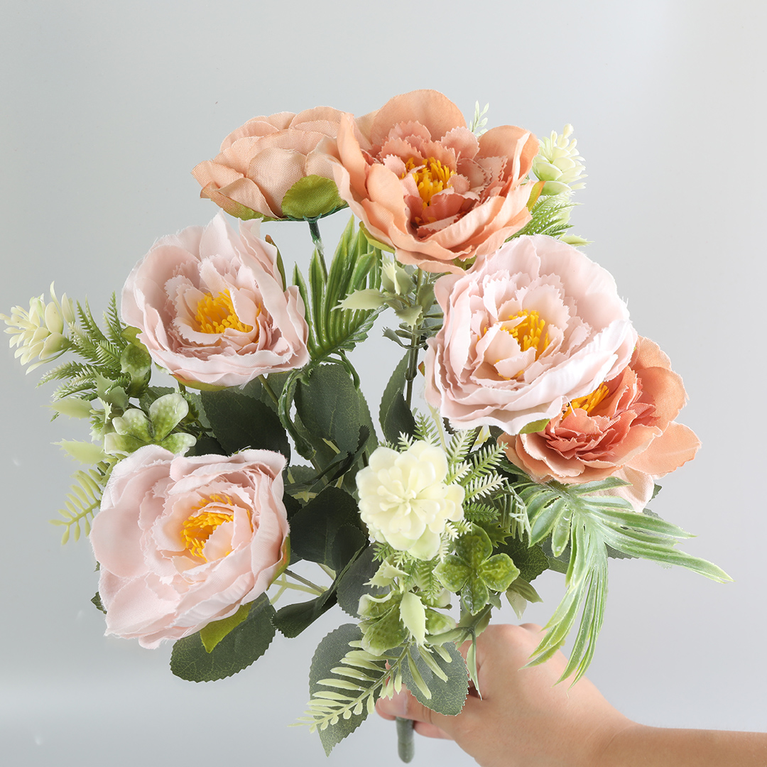 Nine artificial flower dealers held a wedding with artificial leaves and flower center accessories Specification image