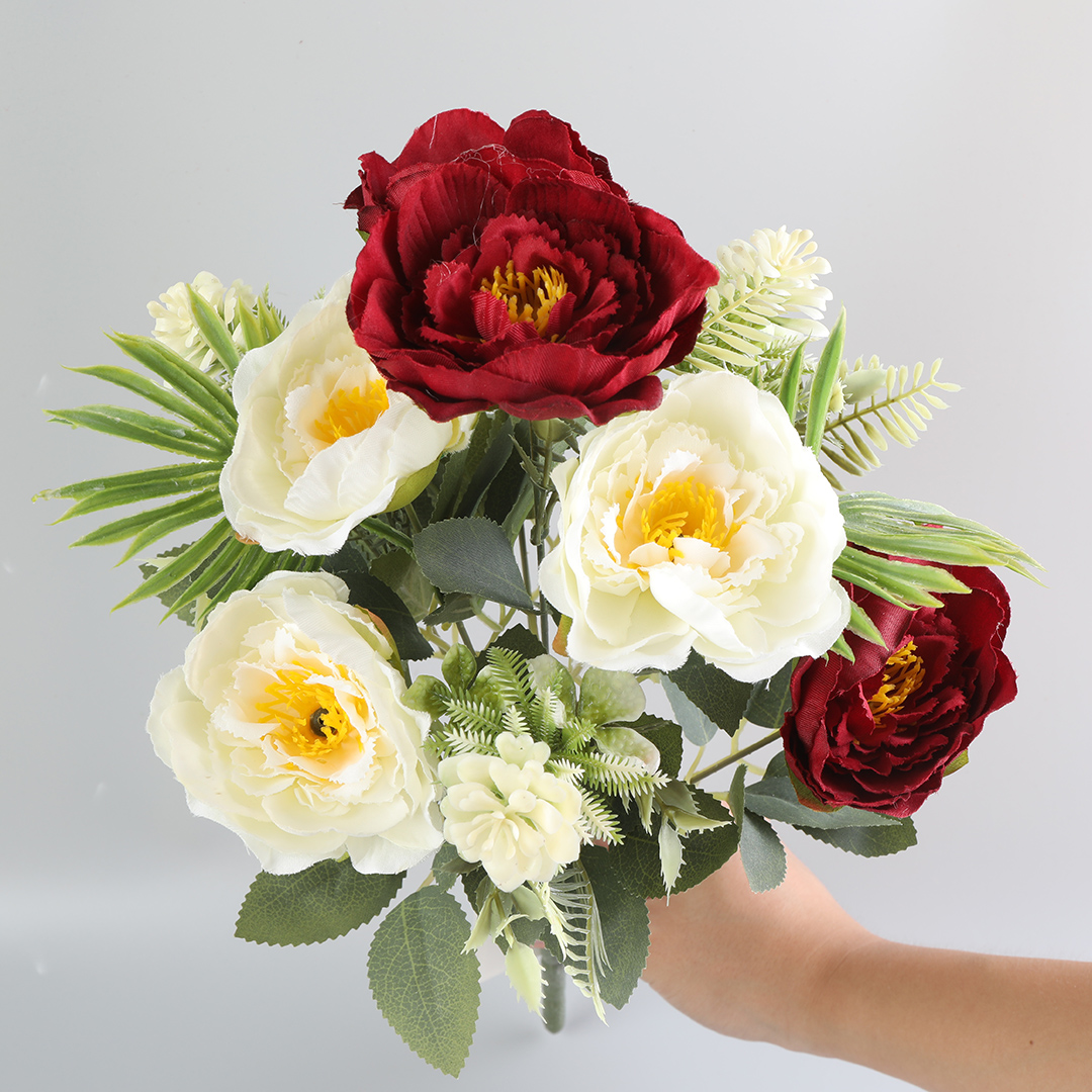 Nine artificial flower dealers held a wedding with artificial leaves and flower center accessories Application Scenario