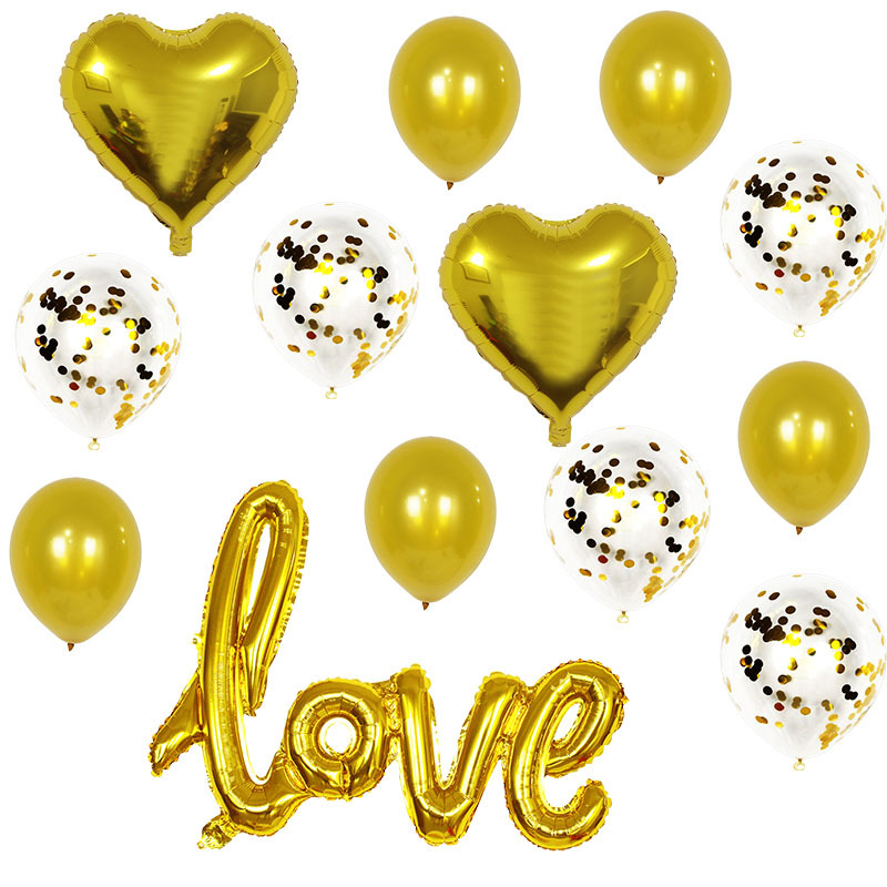 Large-sized one-piece love confession aluminum film balloon, Valentine's Day wedding decoration, wedding room decoration, bright suit piece balloon Item Picture