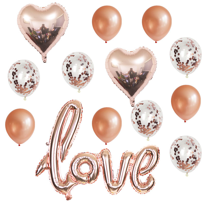 Large-sized one-piece love confession aluminum film balloon, Valentine's Day wedding decoration, wedding room decoration, bright suit piece balloon Specification image