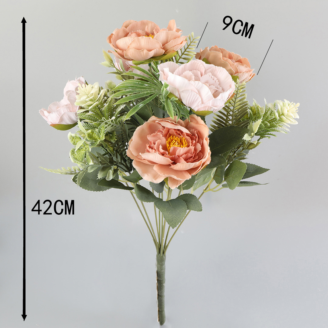 Nine artificial flower dealers held a wedding with artificial leaves and flower center accessories details Picture