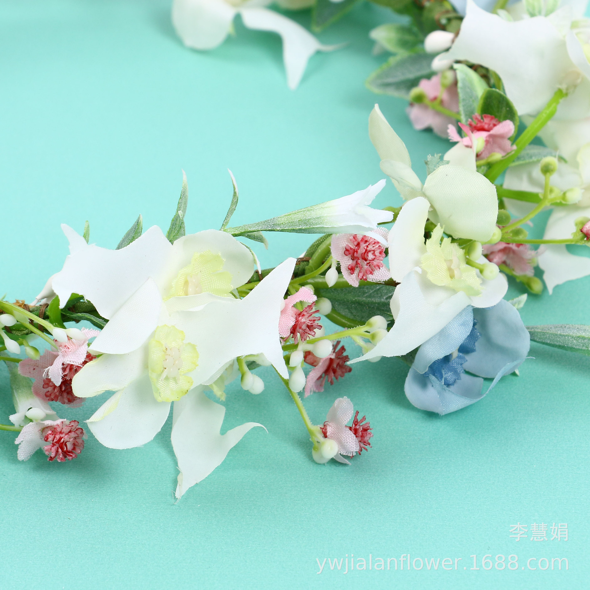 Jia LAN Hua Huan Sen Women's series of realistic flower garlands, headwear and hair accessories, seaside vacation headwear, photo studio photography, bride and bridesmaid accessories Specification image