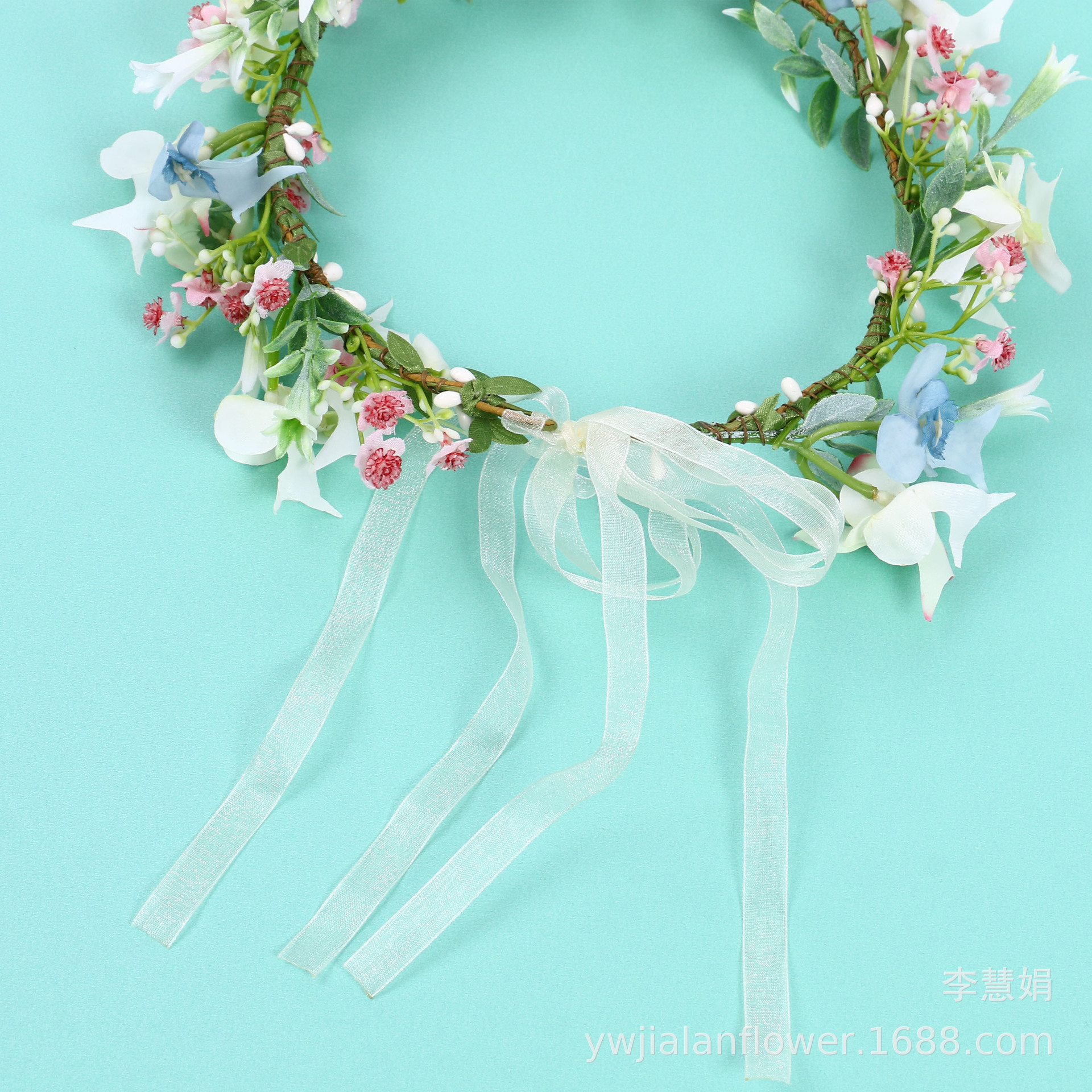 Jia LAN Hua Huan Sen Women's series of realistic flower garlands, headwear and hair accessories, seaside vacation headwear, photo studio photography, bride and bridesmaid accessories details Picture