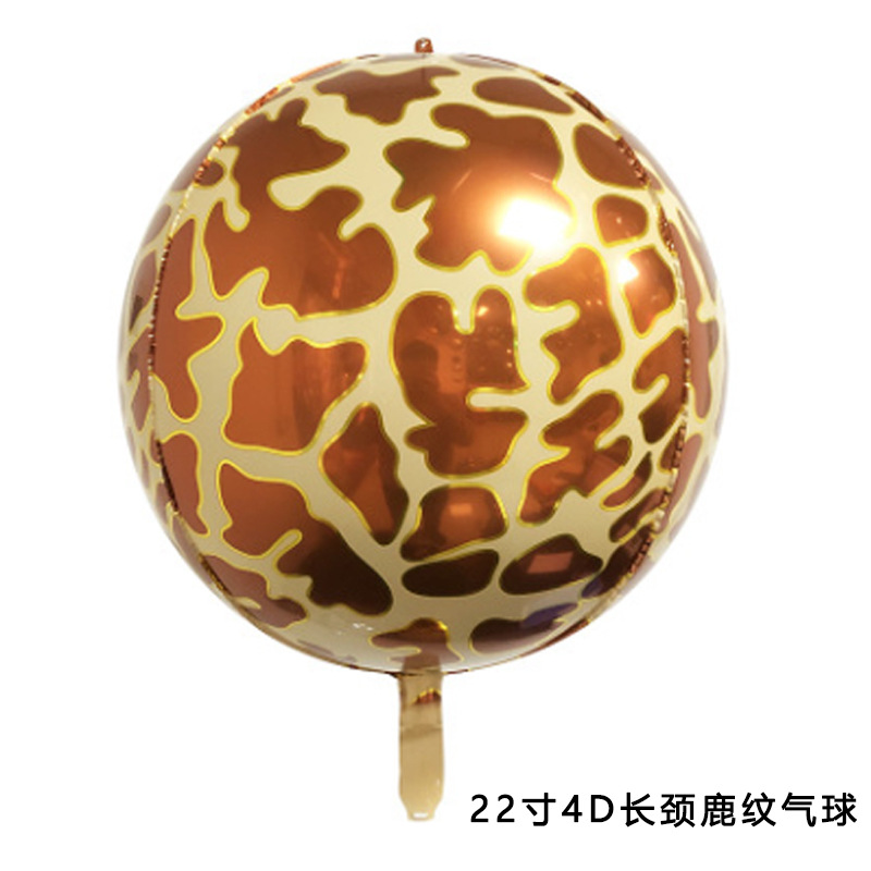New 22-inch 4d circular animal-patterned aluminum foil balloon with leopard, tiger and spot patterns for birthday party decoration Item Picture