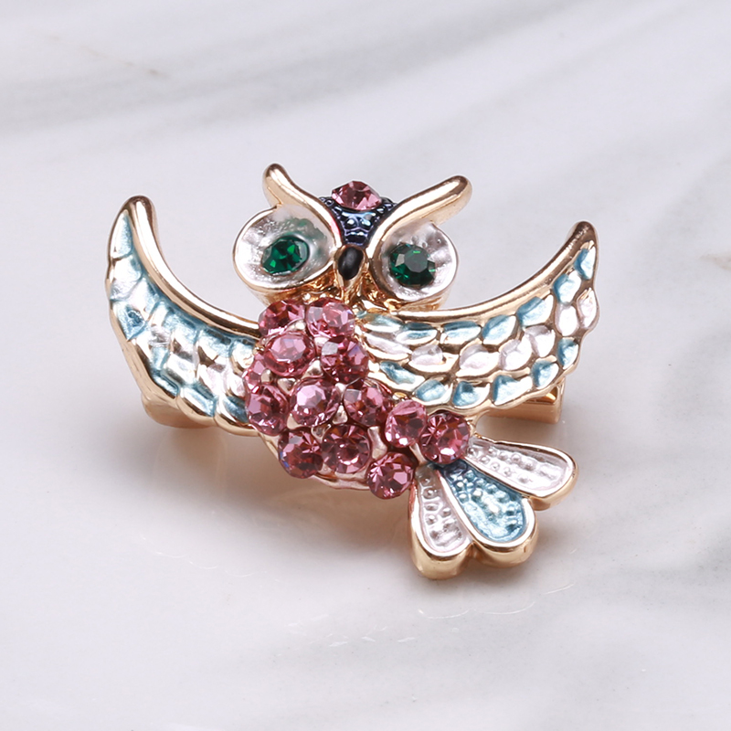 Factory direct sales of creative and light luxury Korean version new best-selling oil-drip owl brooch, light luxury creative retro brooch, simple and fashionable accessory pin in stock Specification image