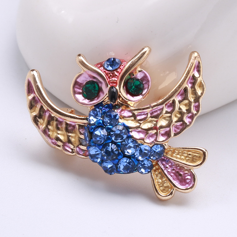 Factory direct sales of creative and light luxury Korean version new best-selling oil-drip owl brooch, light luxury creative retro brooch, simple and fashionable accessory pin in stock details Picture