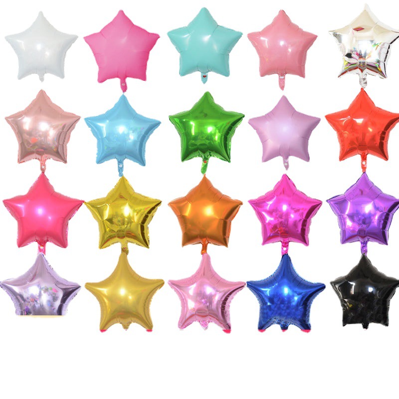 18-inch five-pointed star aluminum film balloon light board, single-color birthday, wedding, festival, party decoration and arrangement aluminum foil balloons