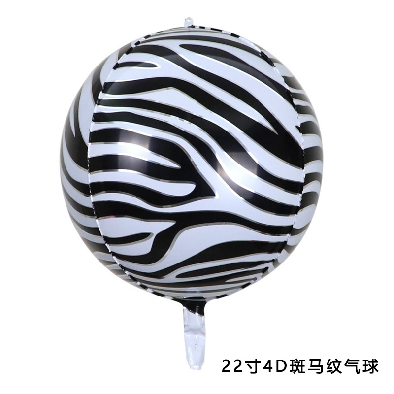 New 22-inch 4d circular animal-patterned aluminum foil balloon with leopard, tiger and spot patterns for birthday party decoration details Picture