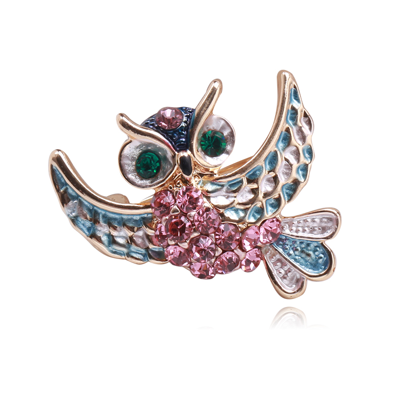 Factory direct sales of creative and light luxury Korean version new best-selling oil-drip owl brooch, light luxury creative retro brooch, simple and fashionable accessory pin in stock Item Picture