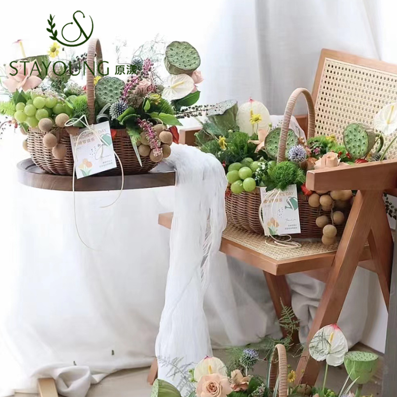 A large two-piece plastic vine fruit basket set Specification image