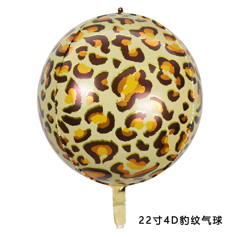 New 22-inch 4d circular animal-patterned aluminum foil balloon with leopard, tiger and spot patterns for birthday party decoration Specification image