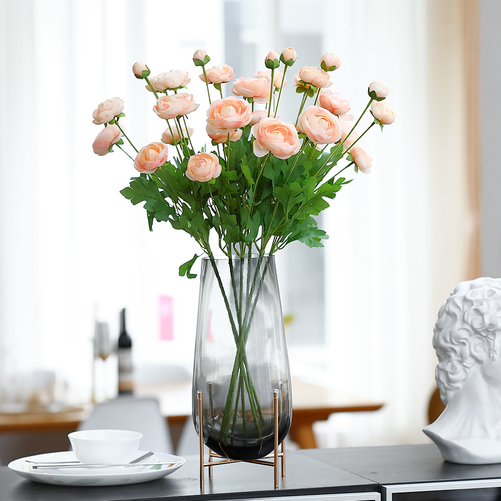 北欧仿真4头露莲小茶花 客厅装饰花摆件人造茶玫假花绢花 3