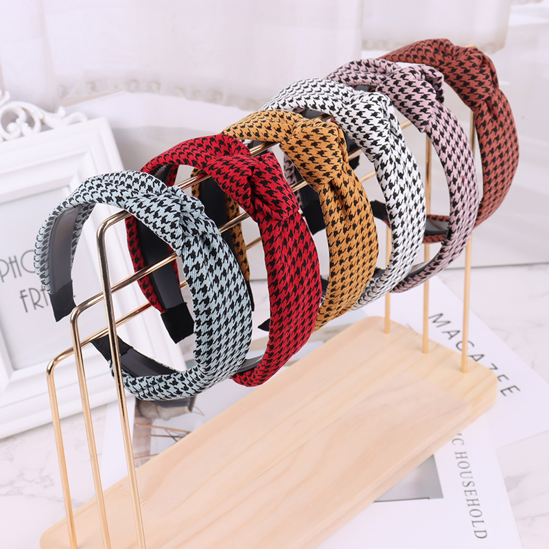 新款千鸟格头饰发卡发箍外戴大脸刘海发夹女仙气森系高颅顶