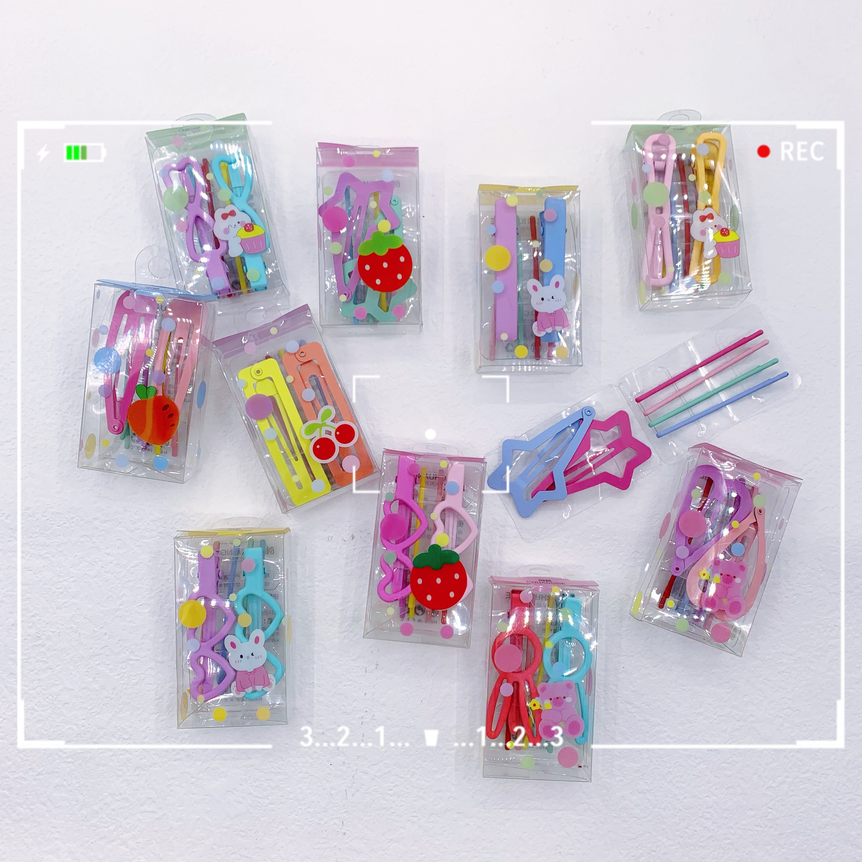 Korean-style popular color box one-word clip BB clip set details Picture