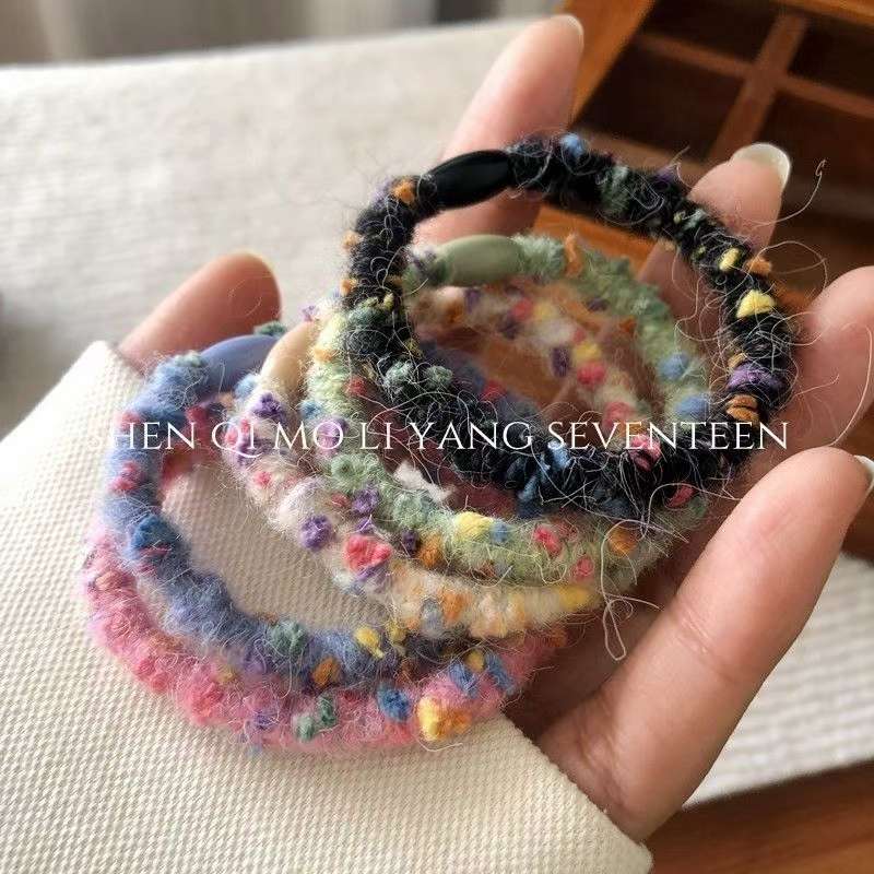 精品流行百搭網紅六彩头绳混色100条一包，锦璐飾品