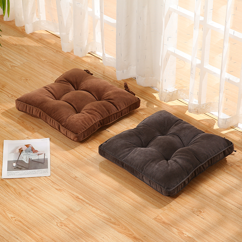 灯芯绒纯色小方垫加厚加大餐椅垫冬季毛绒榻榻米坐垫飘窗垫凳子北欧