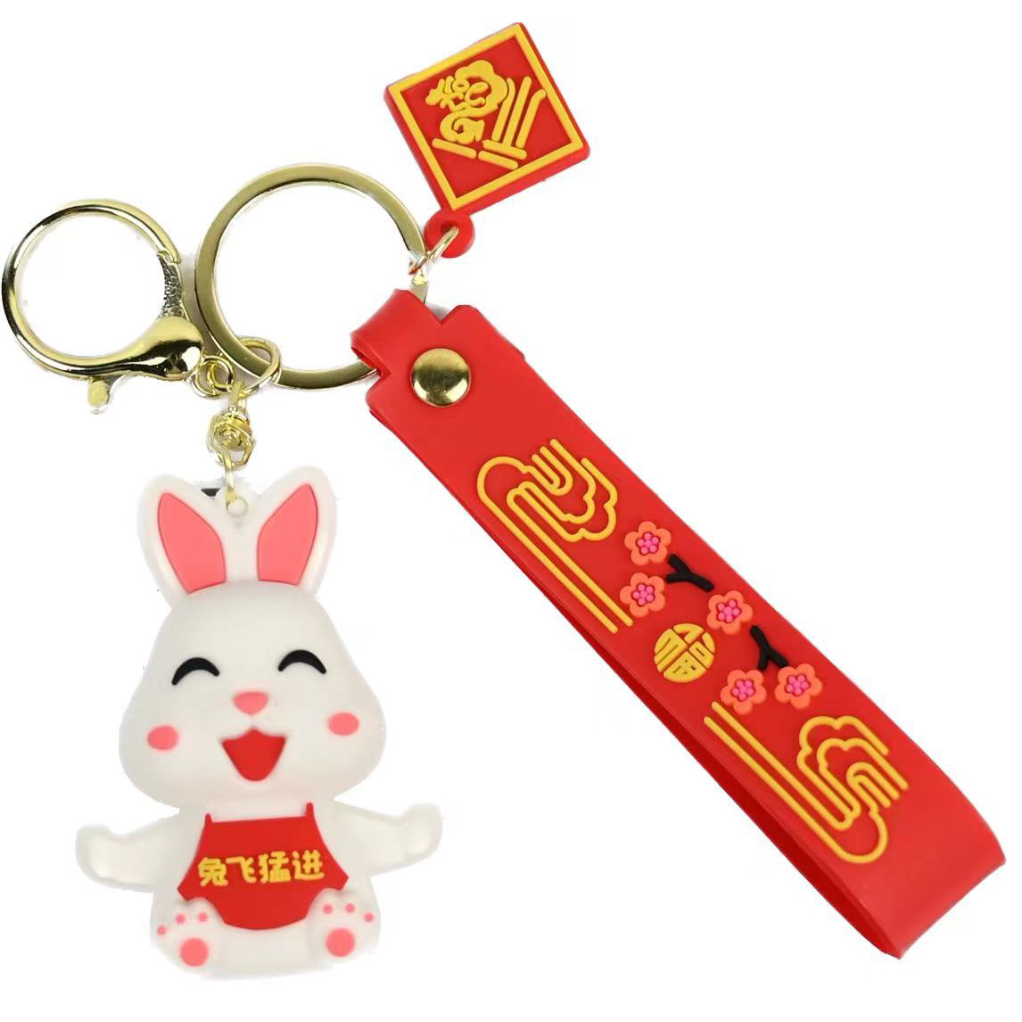 Wholesale of new festive and lucky rabbit keychains, cute female bags, pendants and New Year key chains for the Year of the Rabbit 2023 Item Picture