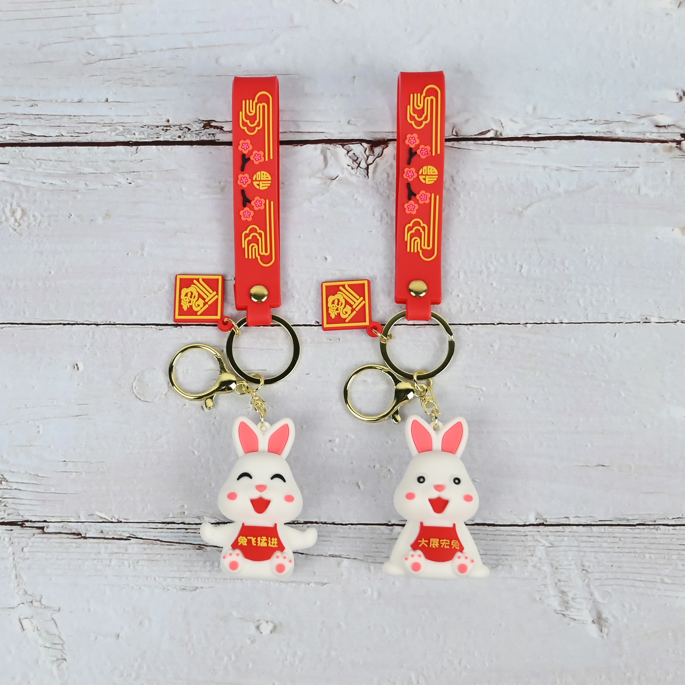 Wholesale of new festive and lucky rabbit keychains, cute female bags, pendants and New Year key chains for the Year of the Rabbit 2023 details Picture