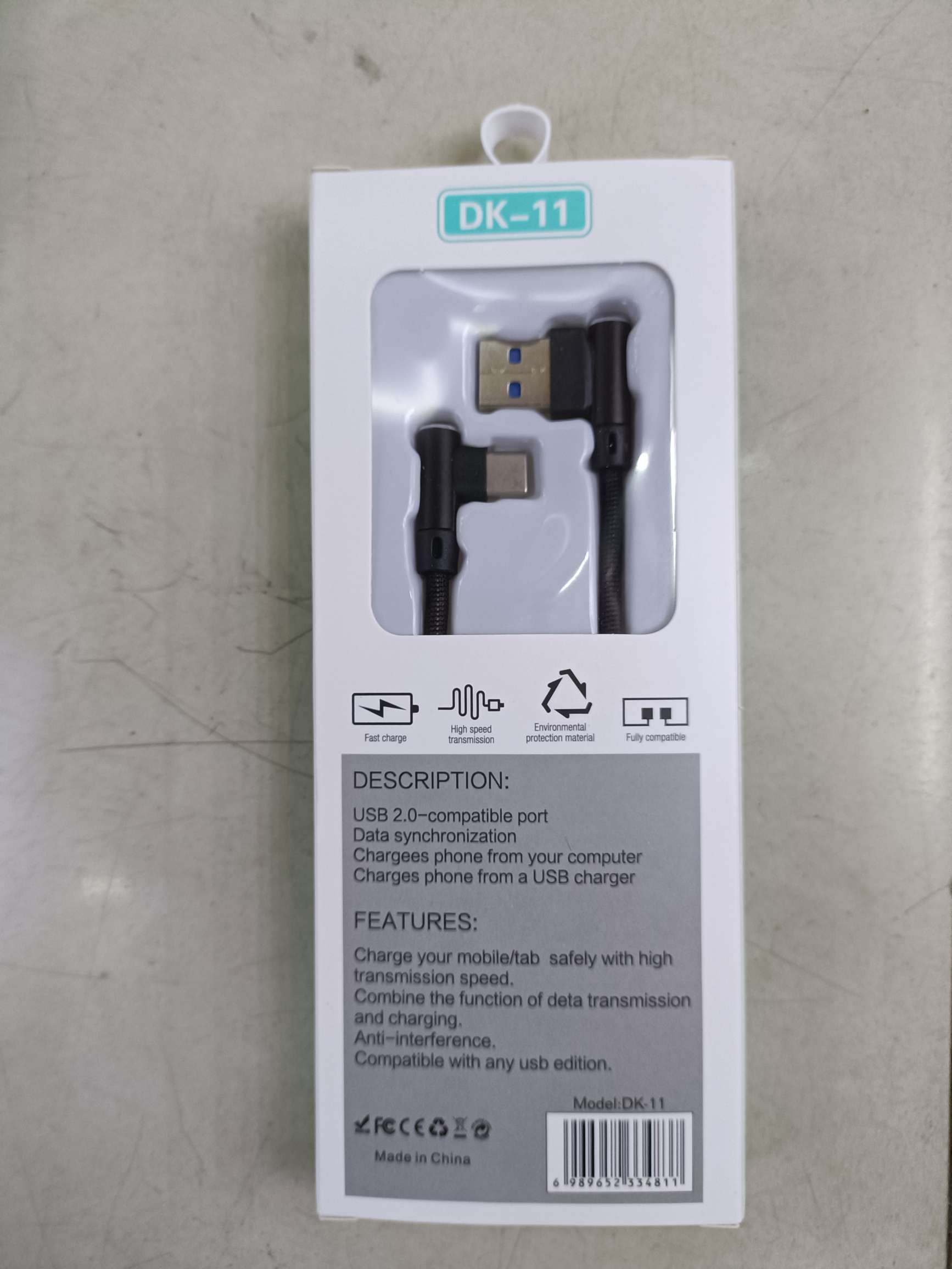 One-meter fabric double-elbow data cable, double-elbow mobile phone data cable detail image 8