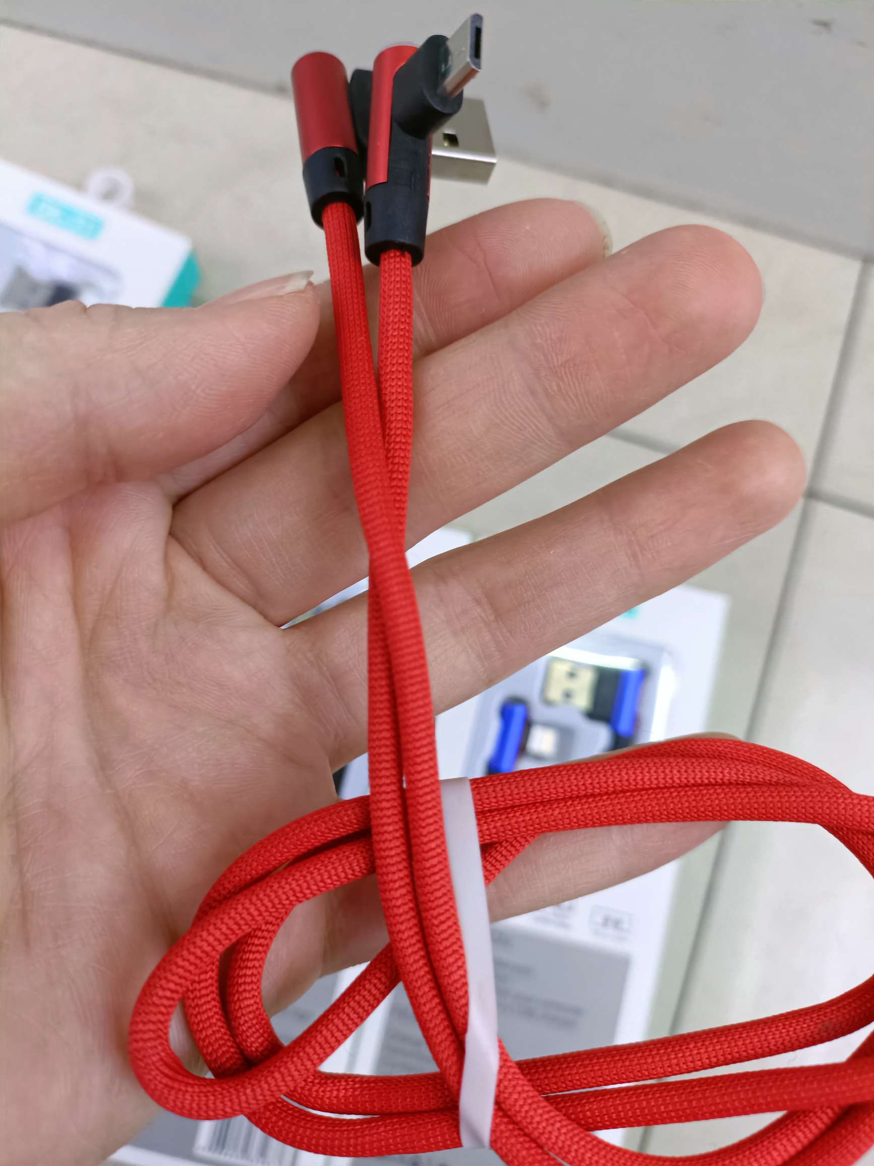 One-meter fabric double-elbow data cable, double-elbow mobile phone data cable detail image 11