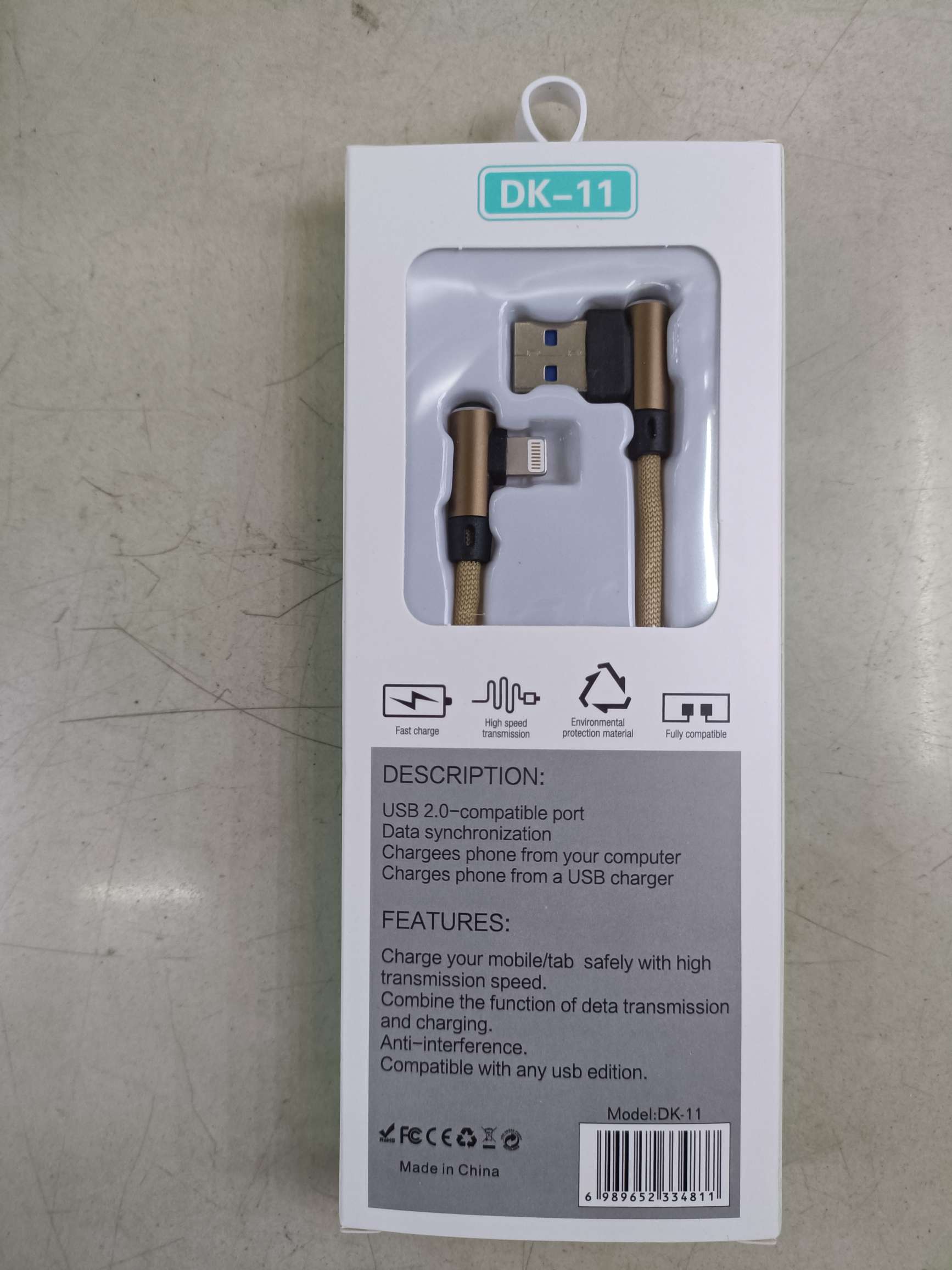 One-meter fabric double-elbow data cable, double-elbow mobile phone data cable detail image 7