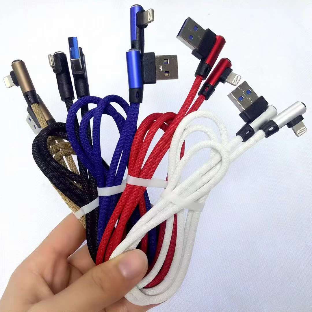 One-meter fabric double-elbow data cable, double-elbow mobile phone data cable detail image 13