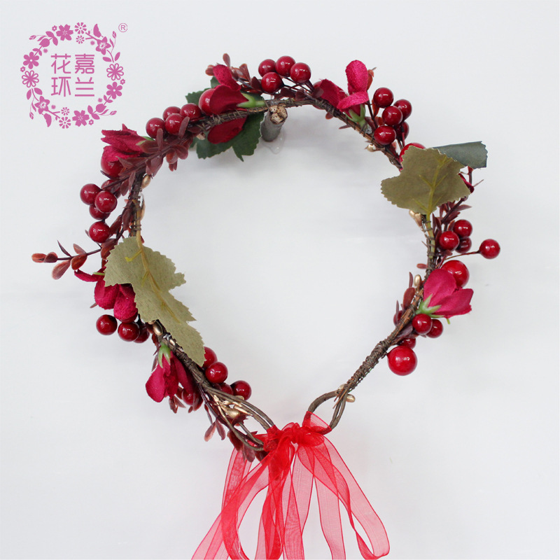Jialan Flower Ring Berries Original pure hand-woven flower rings, beautiful bridal wedding photography styling accessories, hair bands Application Scenario