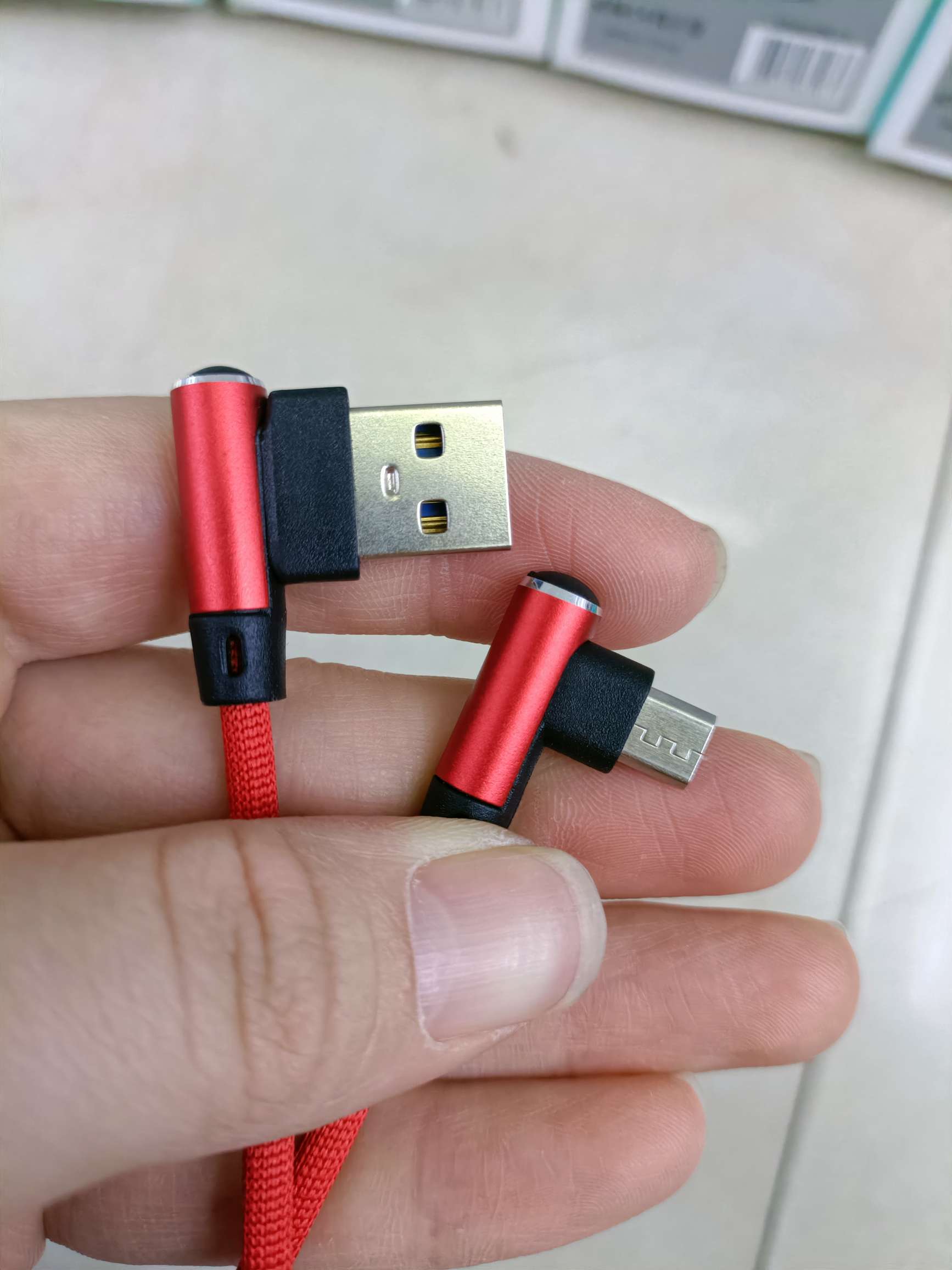 One-meter fabric double-elbow data cable, double-elbow mobile phone data cable detail image 4
