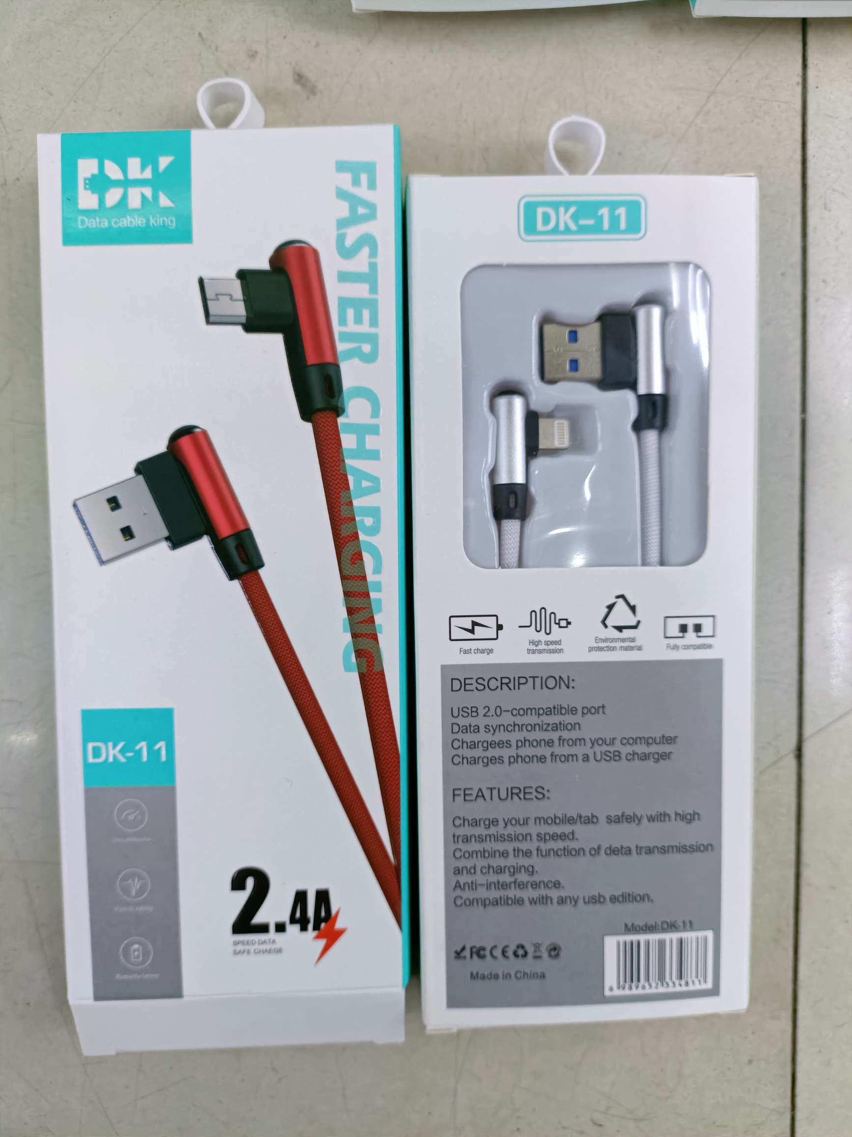 One-meter fabric double-elbow data cable, double-elbow mobile phone data cable detail image 6