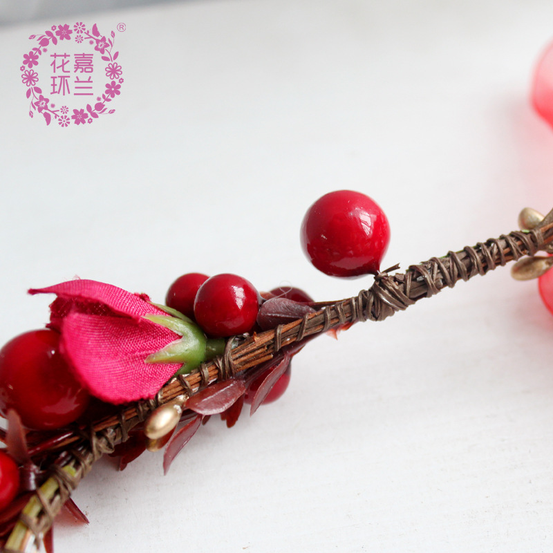 Jialan Flower Ring Berries Original pure hand-woven flower rings, beautiful bridal wedding photography styling accessories, hair bands Item Picture
