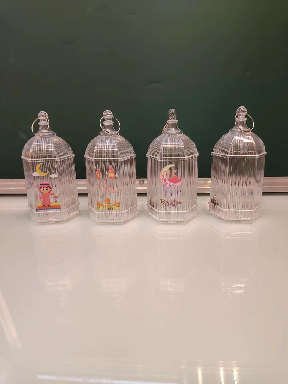 斋月迷你水晶透明亚克力六角三面印风灯提灯
