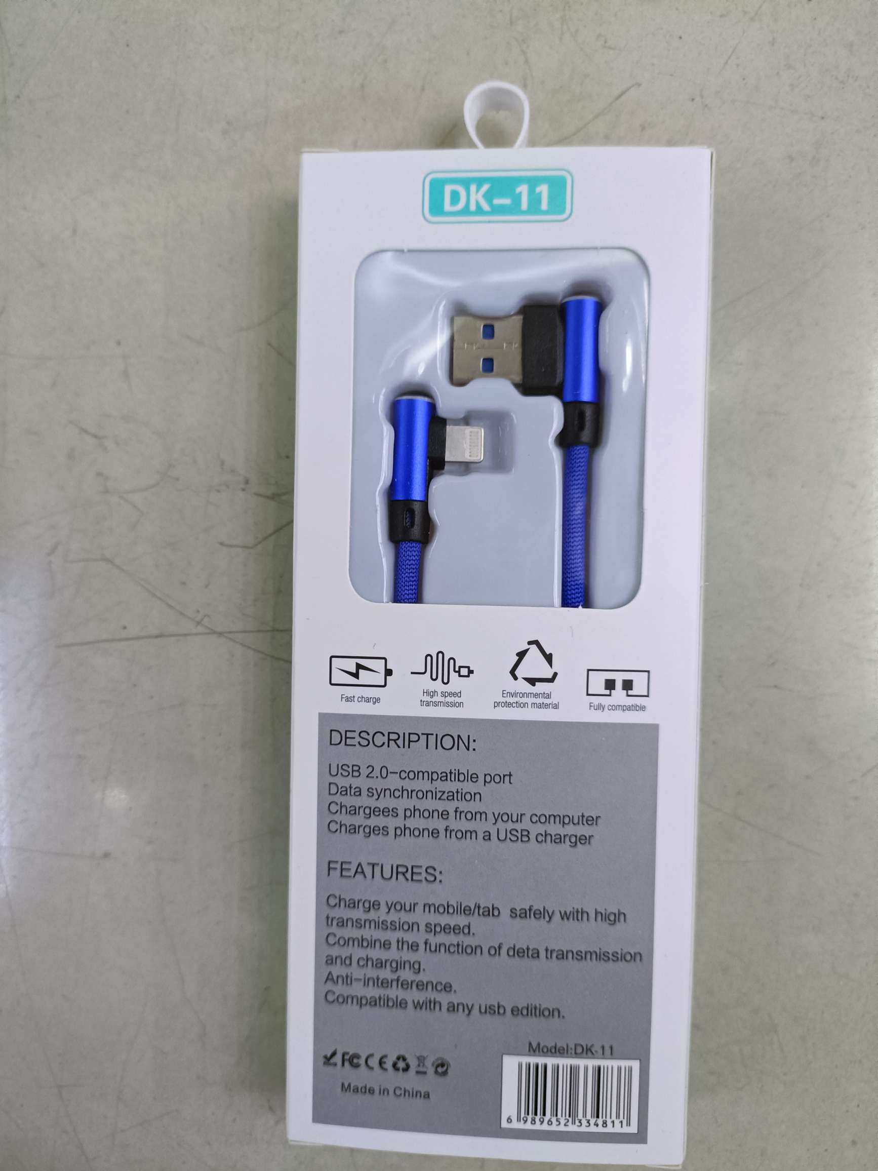 One-meter fabric double-elbow data cable, double-elbow mobile phone data cable detail image 9
