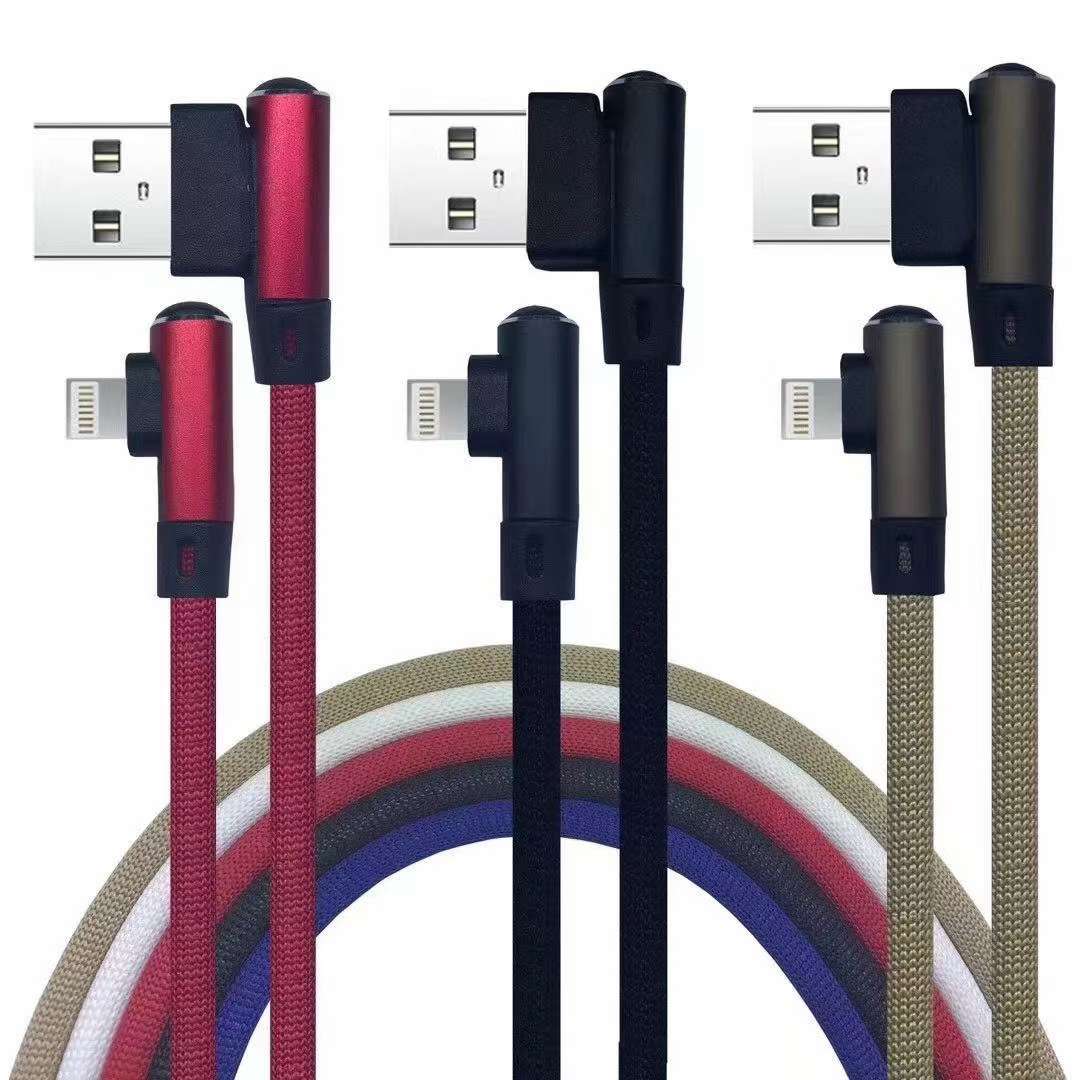 One-meter fabric double-elbow data cable, double-elbow mobile phone data cable detail image 12