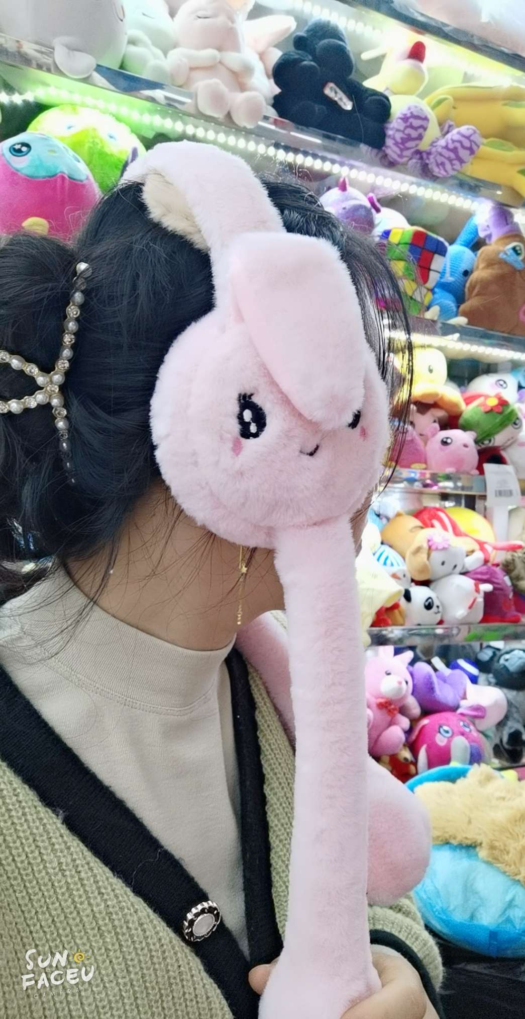 Xinqiqu children's ear cups, cute Douyin style, moving rabbit ear hat, popular lamb fleece warm ear bags, ear warmth 1168 ear cups Specification image