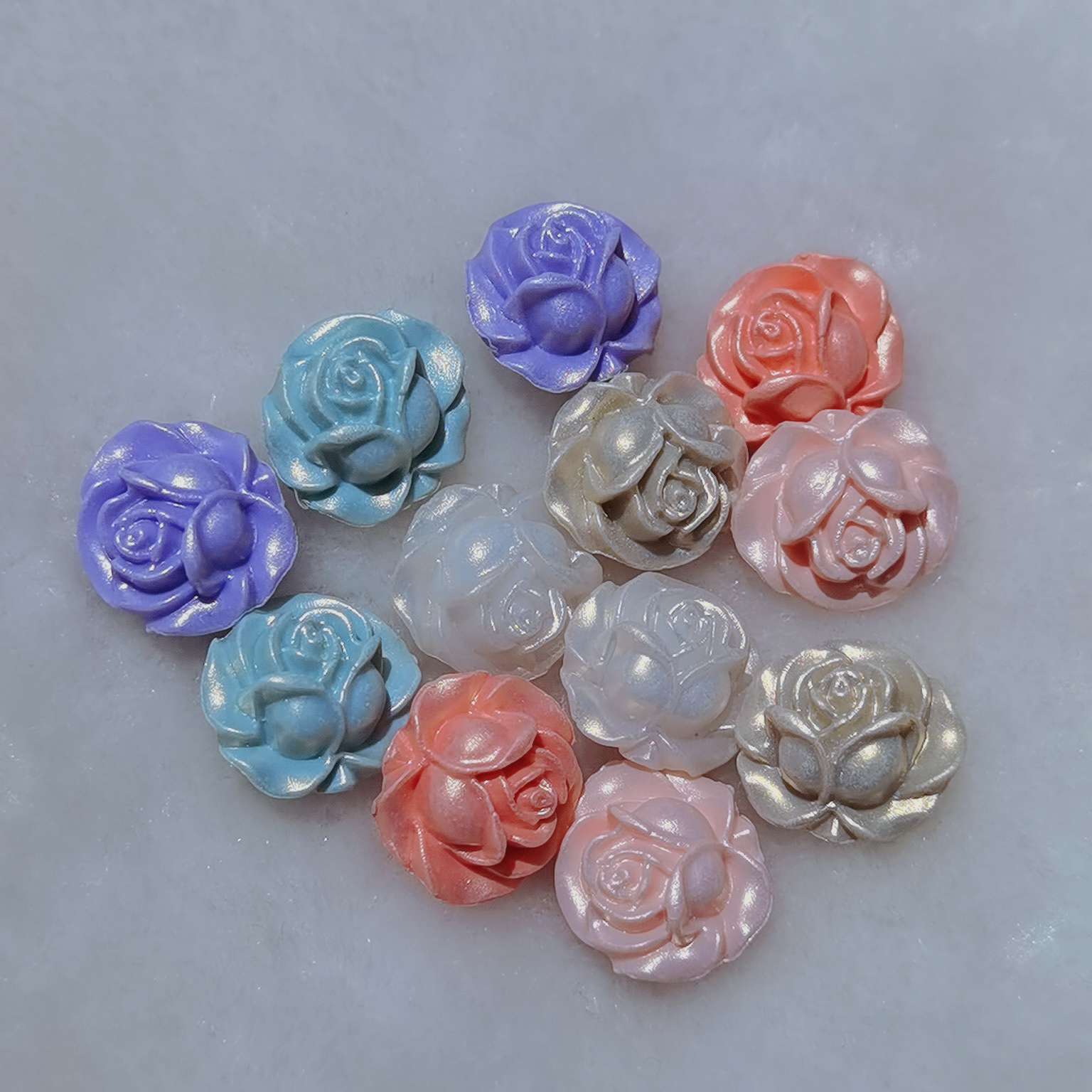 Acrylic rose straight hole pearlescent macaron-colored bracelet mobile phone pendant Specification image