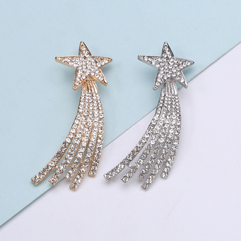 Factory direct sales of creative and light luxury Korean version new best-selling water diamond five-pointed star. Light luxury creative retro brooches, simple and fashionable accessory pins in stock Specification image
