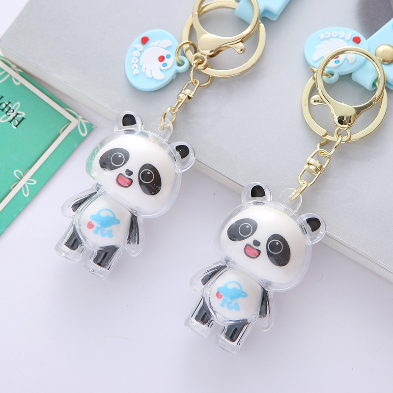 Cute ice bear Dundun doll key chain, cartoon panda keychain, couple bag, acrylic keychain wholesale Application Scenario