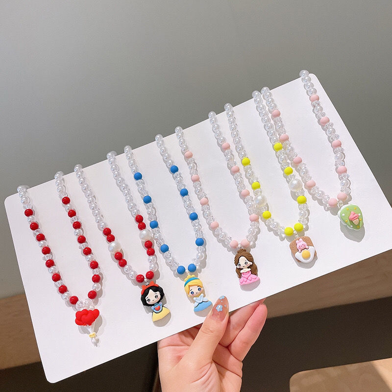 Children's love jewelry box necklace, kindergarten small gift, 3-7-year-old little girl baby beaded cartoon bracelet details Picture