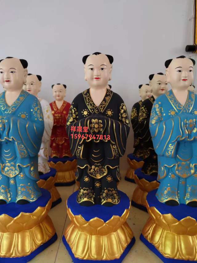祥晟堂工艺品厂，香樟木雕刻五方童，纯手工彩绘五方童高36公分详情图4