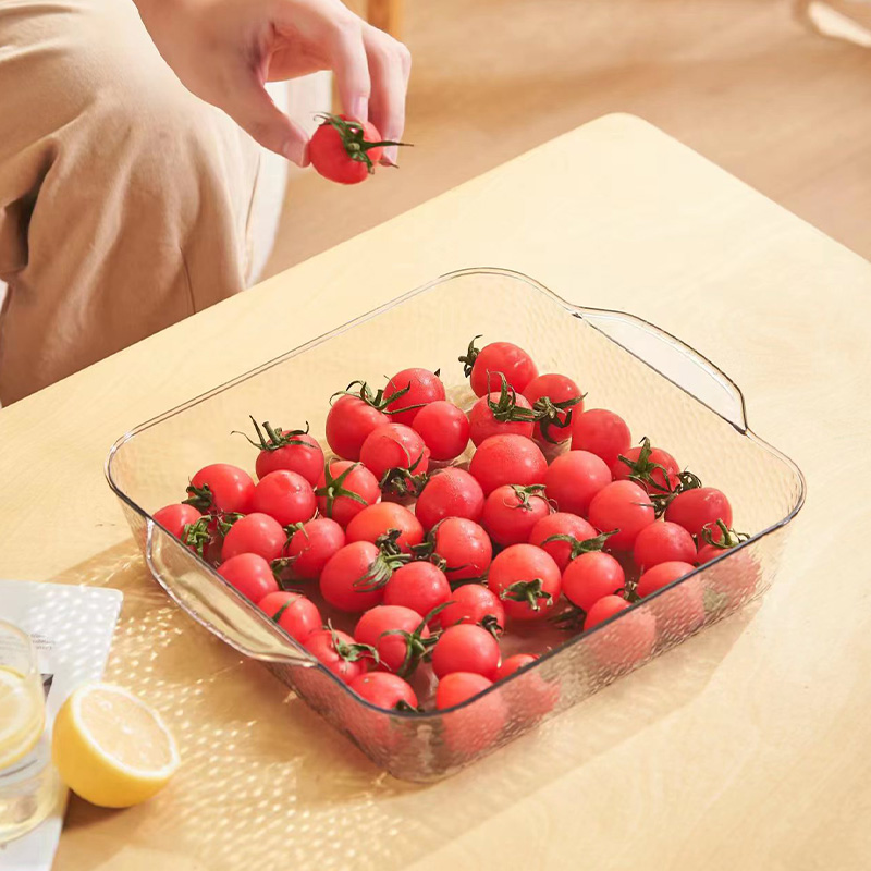 PET fruit plate, large size 29.5*25*5.5, home living room coffee table fruit plate, light luxury ins style snack plate, candy and dried fruit plate, fruit basket display plate Application Scenario