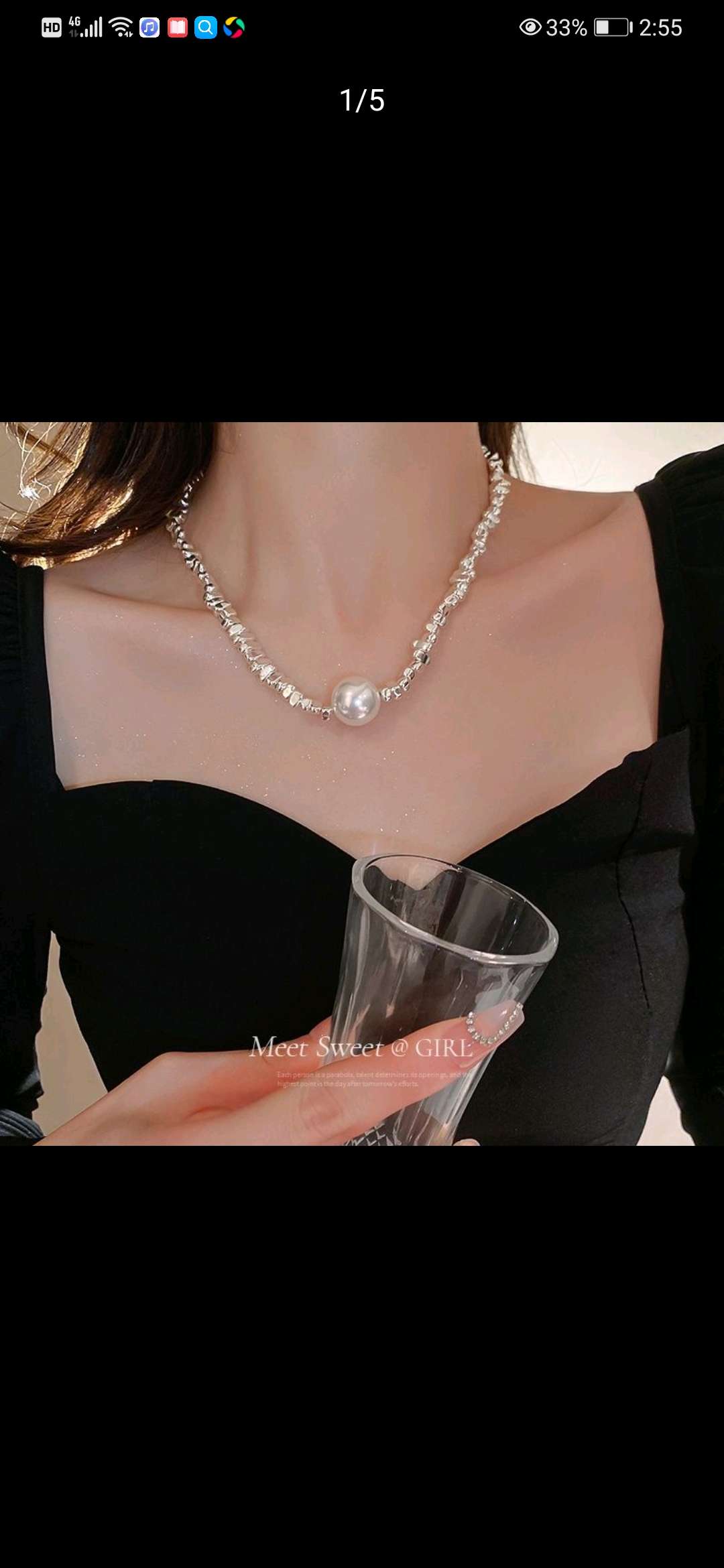  拼接珍珠项链 单颗珍珠吊坠项链女夏季详情图3