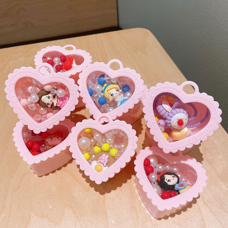 Children's love jewelry box necklace, kindergarten small gift, 3-7-year-old little girl baby beaded cartoon bracelet Specification image