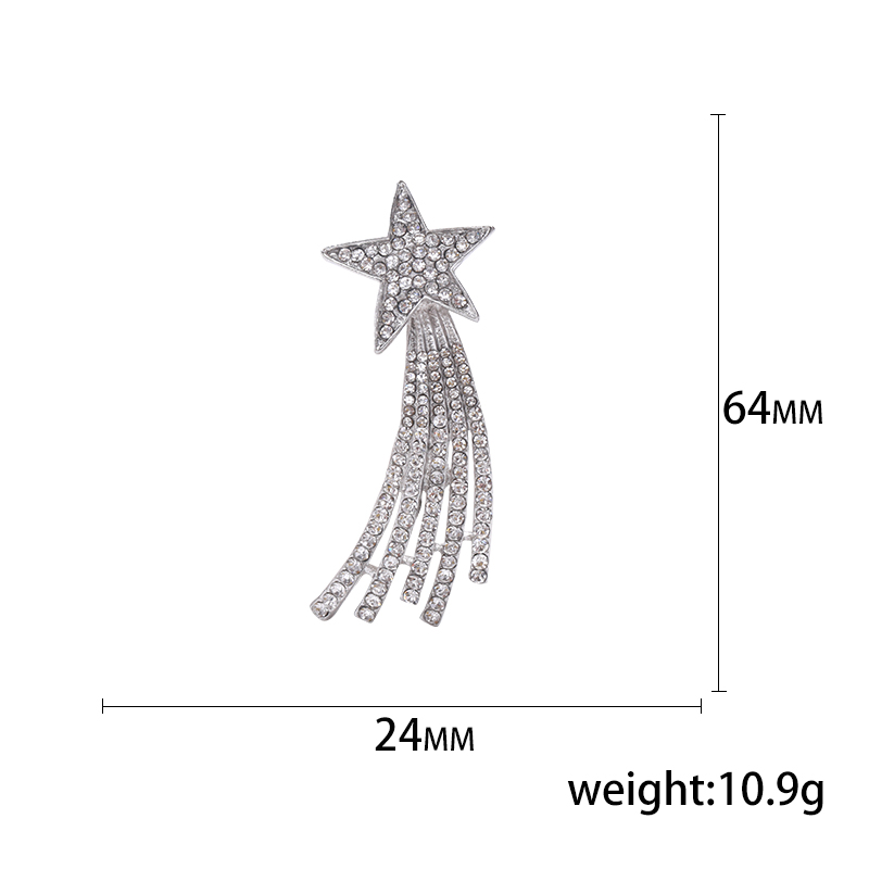 Factory direct sales of creative and light luxury Korean version new best-selling water diamond five-pointed star. Light luxury creative retro brooches, simple and fashionable accessory pins in stock details Picture