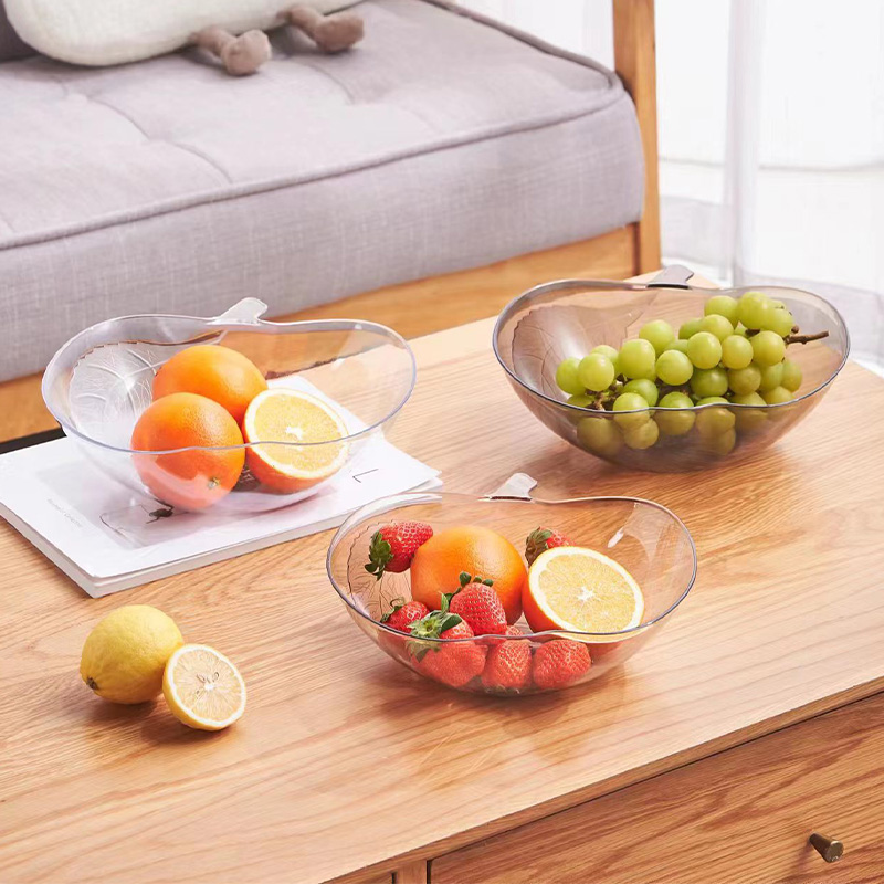 Apple PET fruit plate 23*24*8, new PET fruit plate, home living room coffee table, snack display plate, transparent fruit basket, crystal candy plate details Picture