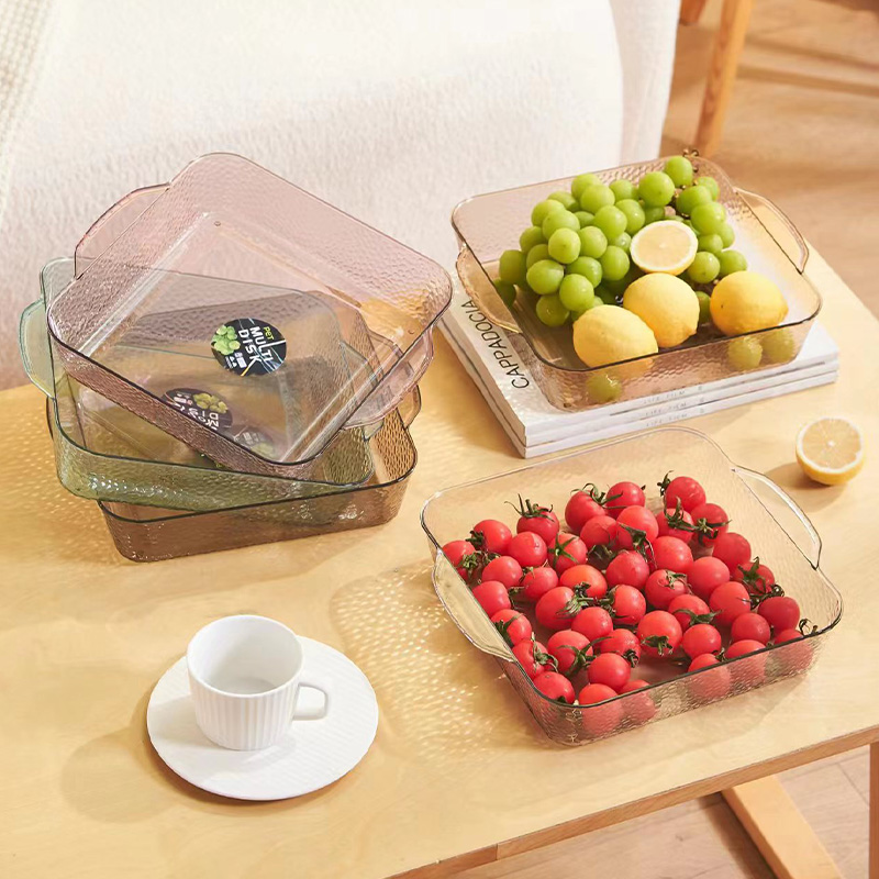 PET fruit plate, large size 29.5*25*5.5, home living room coffee table fruit plate, light luxury ins style snack plate, candy and dried fruit plate, fruit basket display plate details Picture