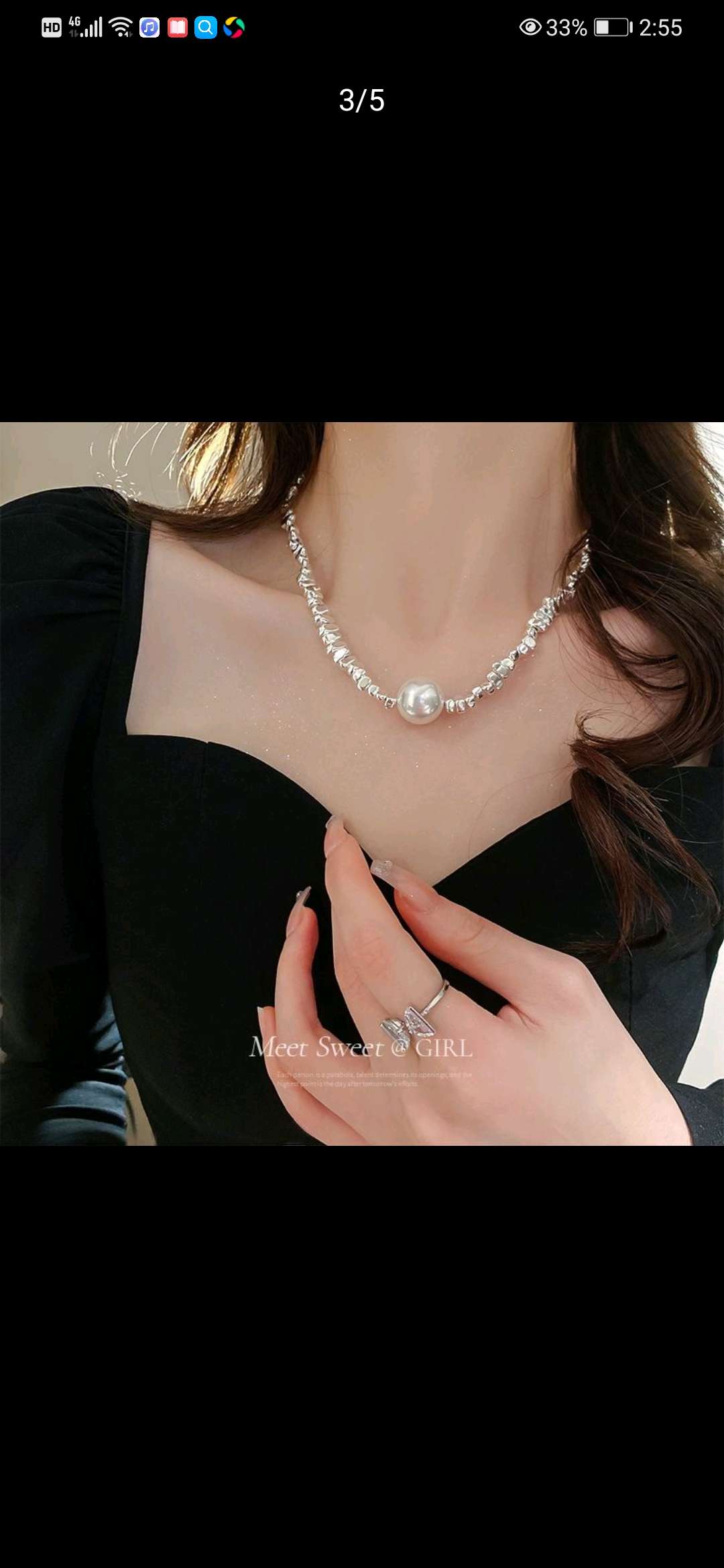  拼接珍珠项链 单颗珍珠吊坠项链女夏季详情图4