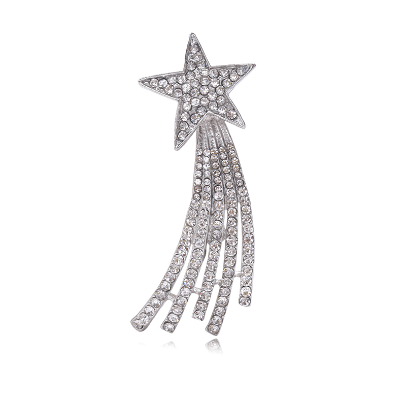 Factory direct sales of creative and light luxury Korean version new best-selling water diamond five-pointed star. Light luxury creative retro brooches, simple and fashionable accessory pins in stock Item Picture