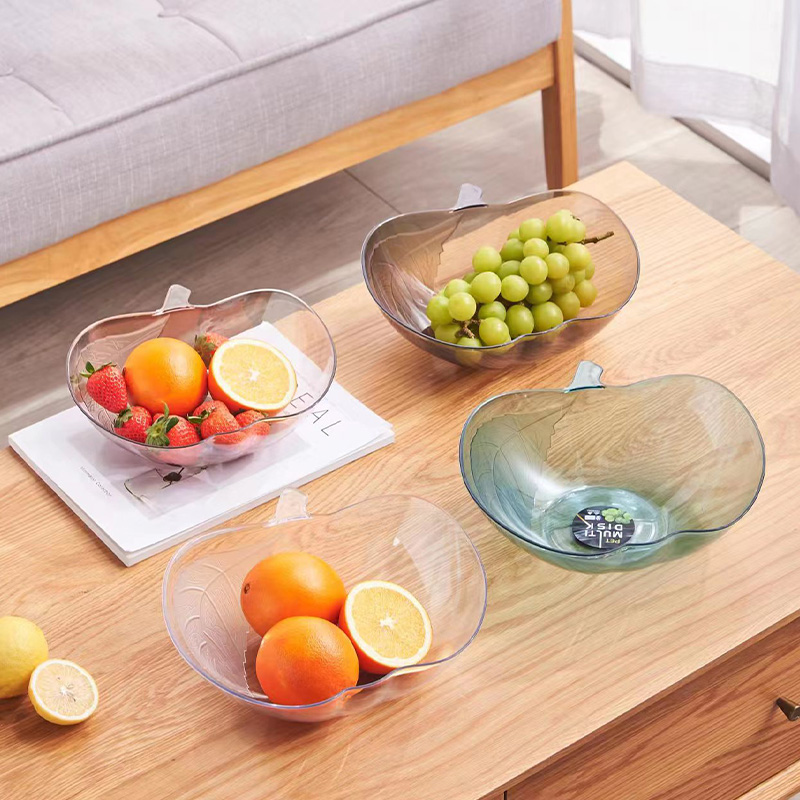 Apple PET fruit plate 23*24*8, new PET fruit plate, home living room coffee table, snack display plate, transparent fruit basket, crystal candy plate Specification image